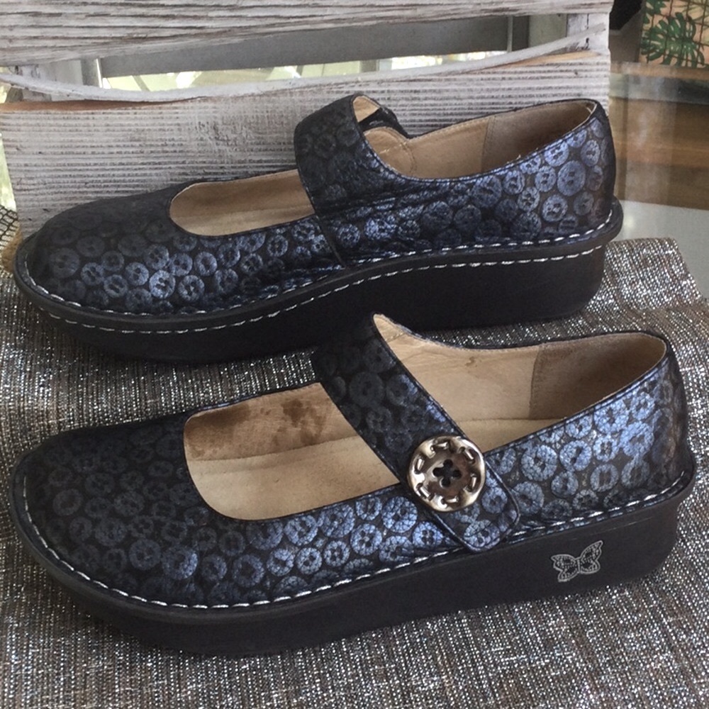 Alegria Black and Silver Mary Jane Shoes